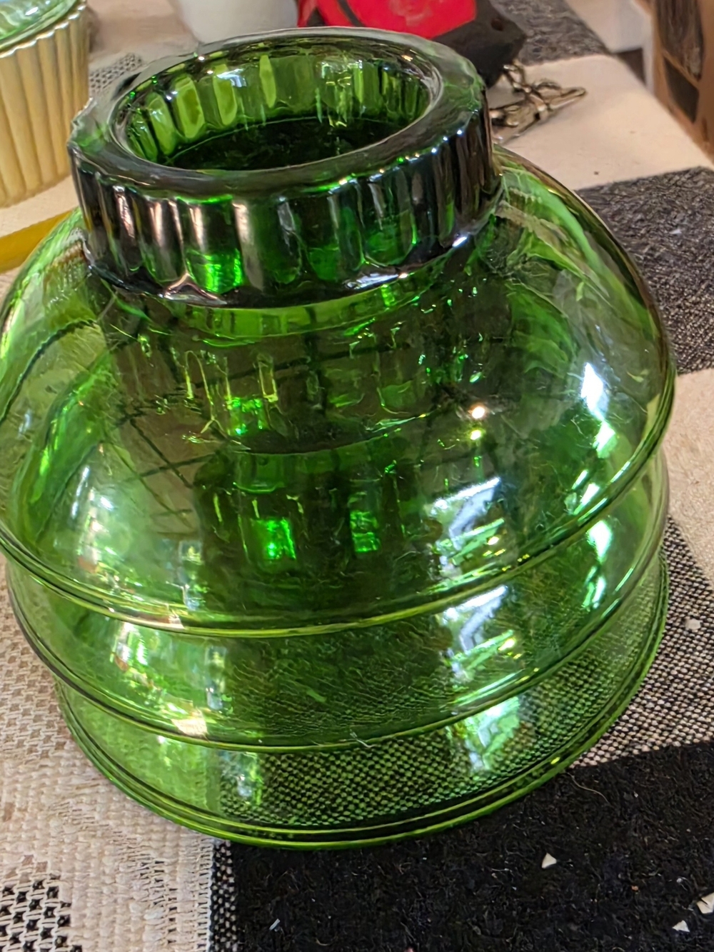 Vintage Iittala "Nappi" Green Glass Candle Holders by Markku Salo - Set of 3